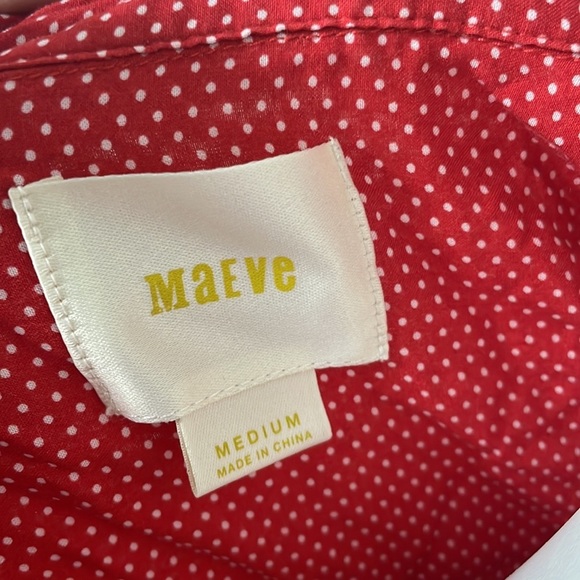 ANTHROPOLOGIE Maeve Matilda Red Polkadot Buttoned Blouse - Picture 7 of 8